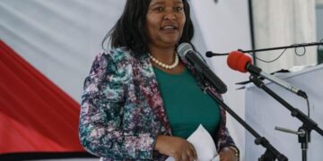 Tourism and Wildlife Cabinet Secretary Rebecca Miano speaks during the World Wildlife Day celebrations in Baringo County on March 3, 2025. She announced that victims of human-wildlife conflicts will now receive compensation within 90 days of lodging claims.