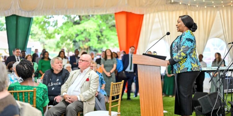 Tourism and Wildlife Cabinet Secretary, Hon. Rebecca Miano, joins dignitaries at the 2025 St. Patrick's Day celebrations in Kenya.